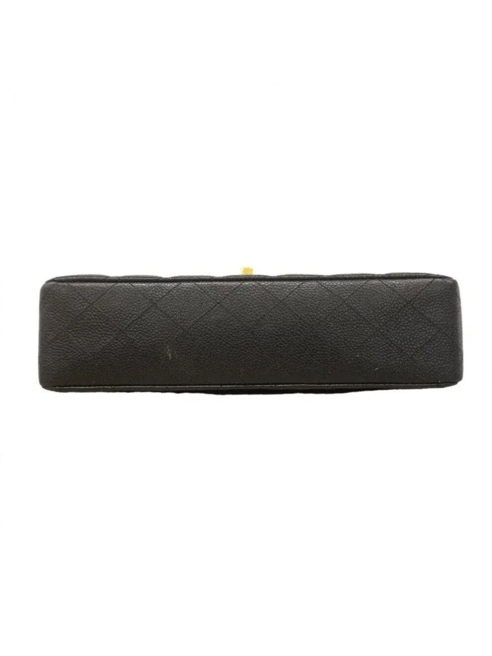 Chanel Shoulder Bag Quilted Caviar Leather Black Gold